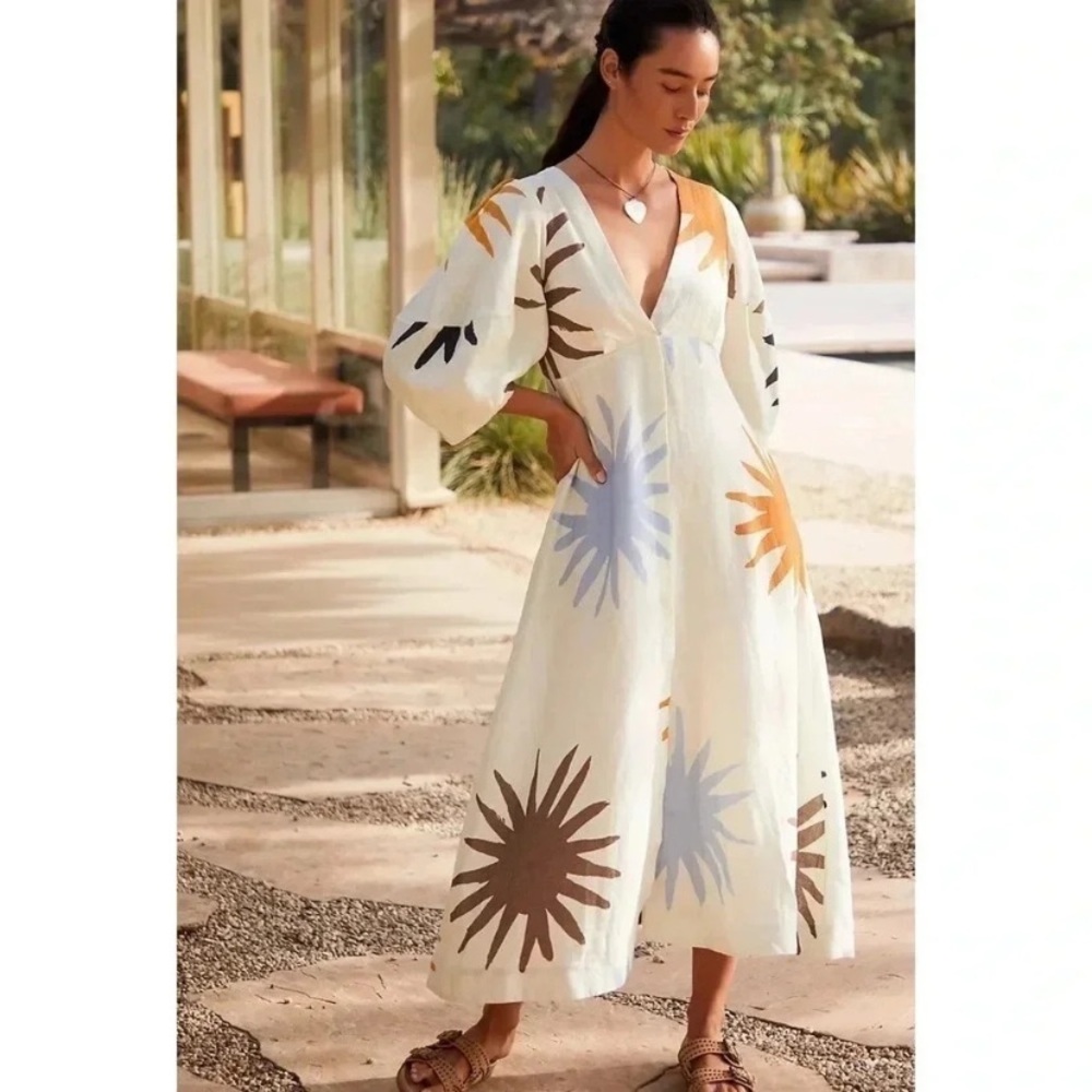 Cala De La Cruz Nane 100% Linen Dress Size Large